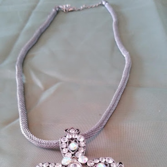 Large Rhinestone Cross Necklace - Picture 3 of 4